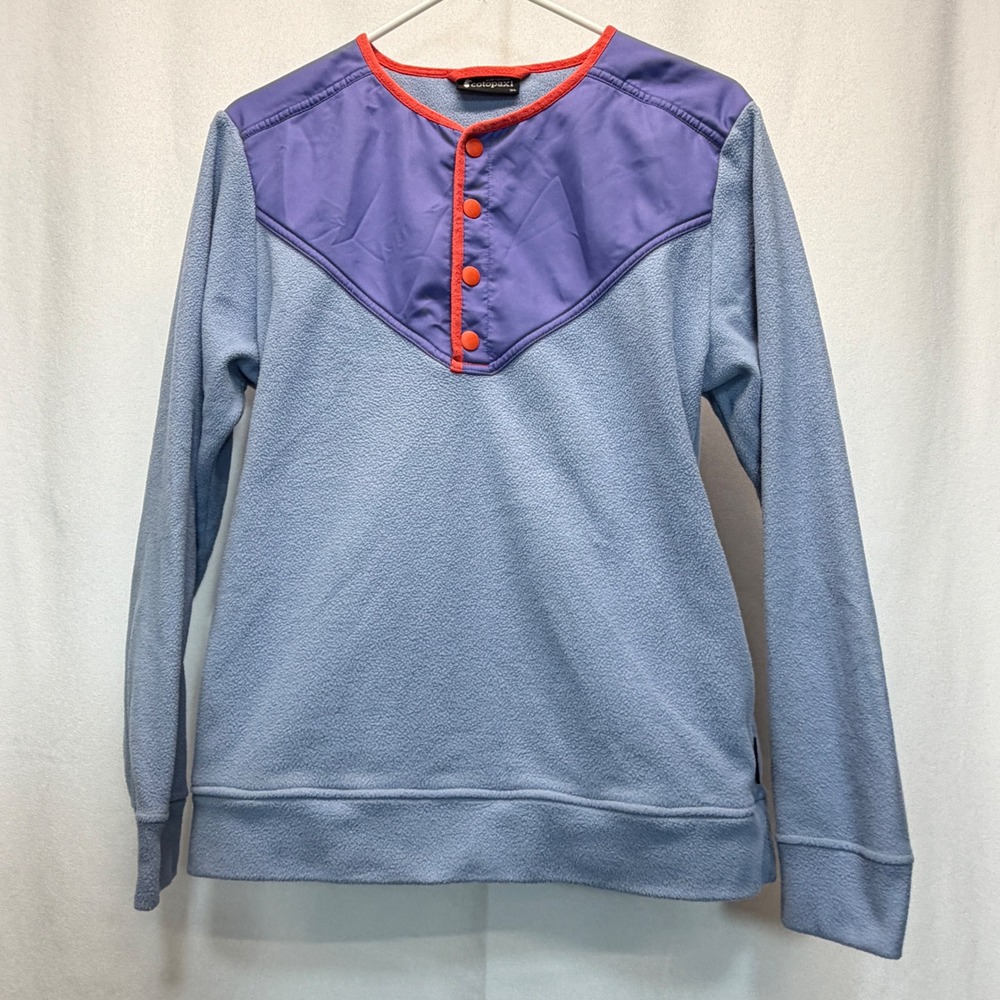 Cotopaxi Teca Fleece Pullover Women Large Blue Purple Snap Henley Colorblock